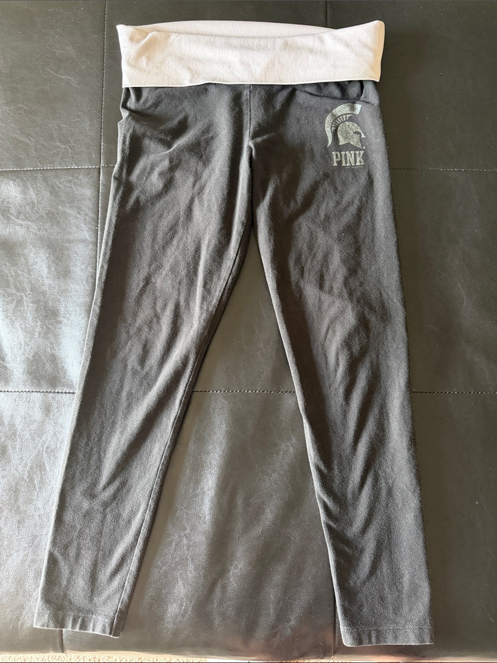 Michigan State PINK Folded Waist Leggings